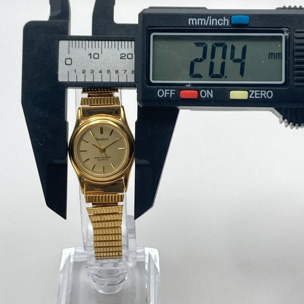 Vintage Armitron Womens Watch 20mm Gold Tone Stretch Band New Battery SMALL 5.75